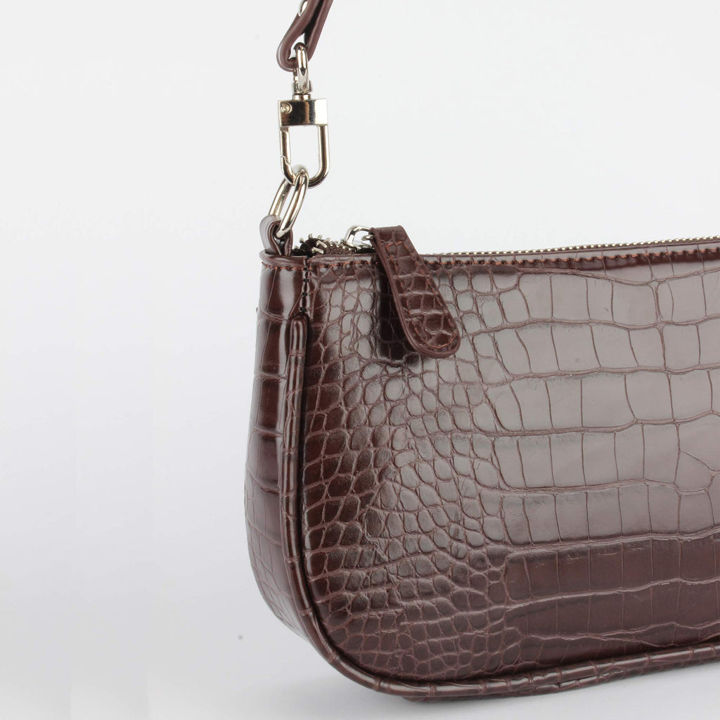 Crocodile Effect Faux Leather Clutch Shoulder Purse Handbag D18454