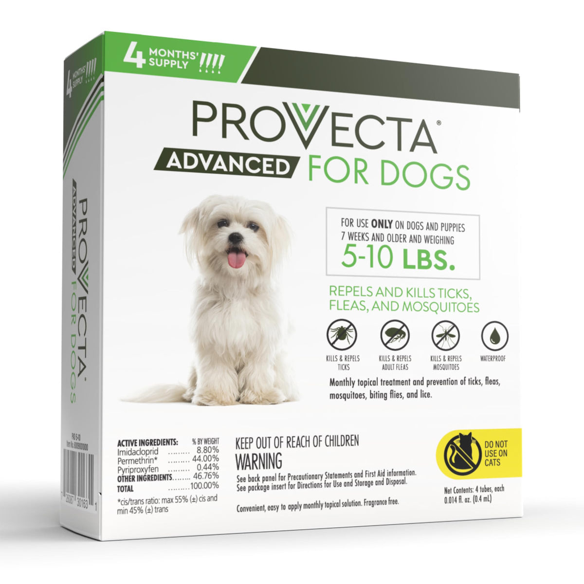 Flea & Tick for Small Dogs 5-10 lbs, 4-Month Supply T195