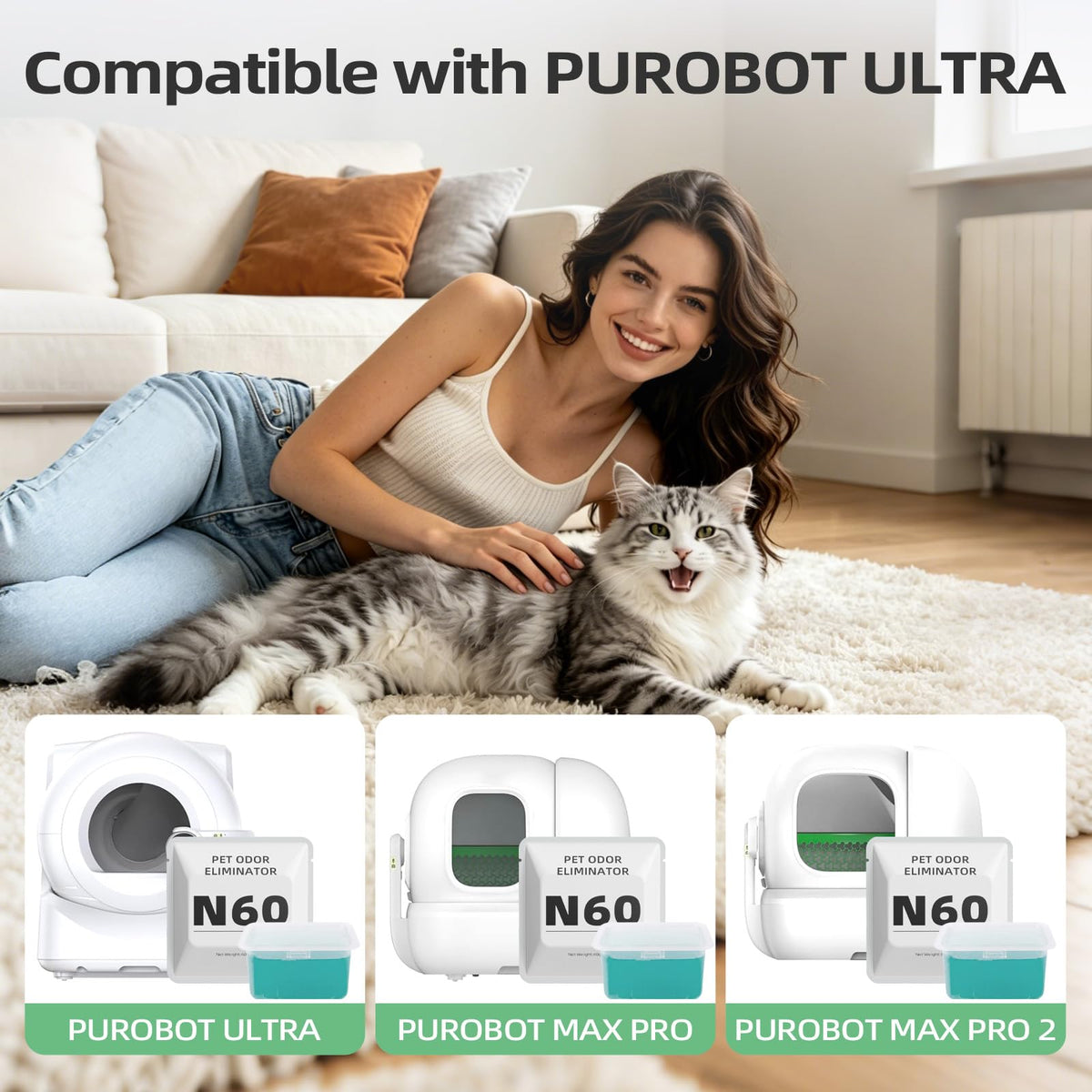 6 pack Cat Litter Box Odor Eliminator A806