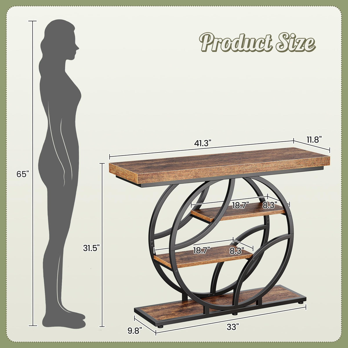 41.3 Inch Entryway Table with Curved Metal Frame A167770