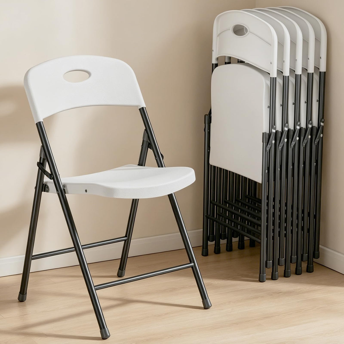 White 6 Pack Heavy Duty Folding Chairs Q473908