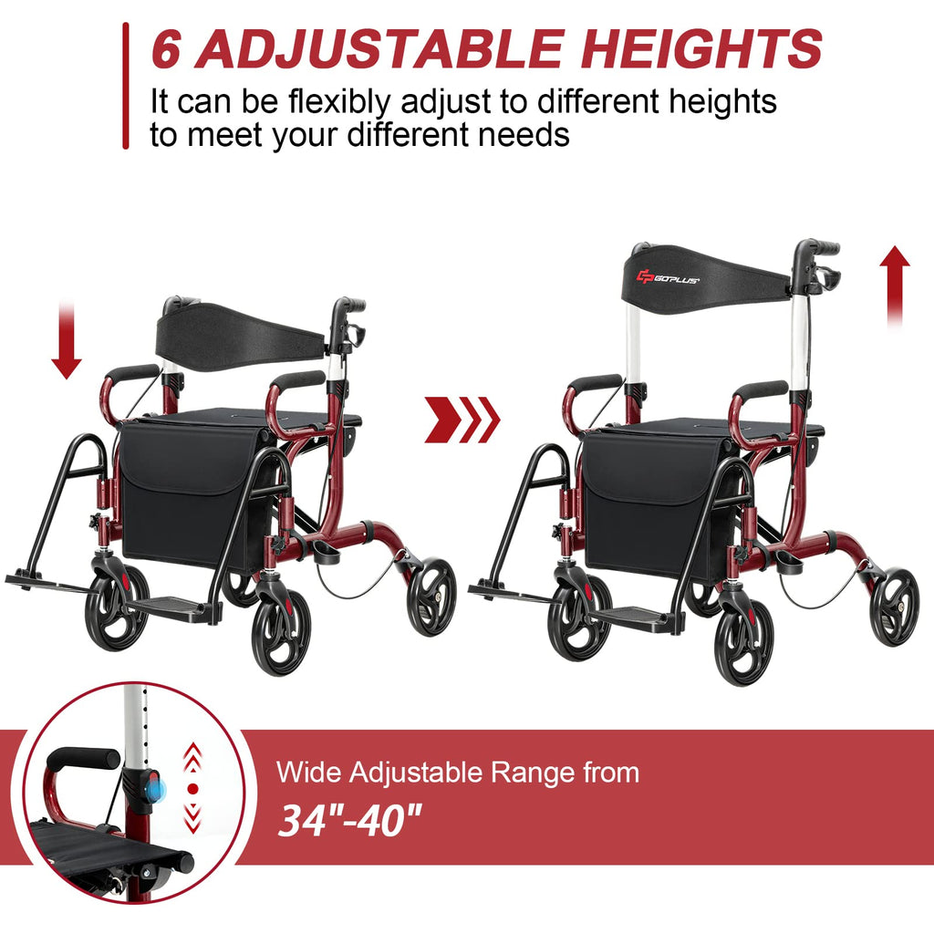 2-in-1 Rollator Walker with Seat J96007