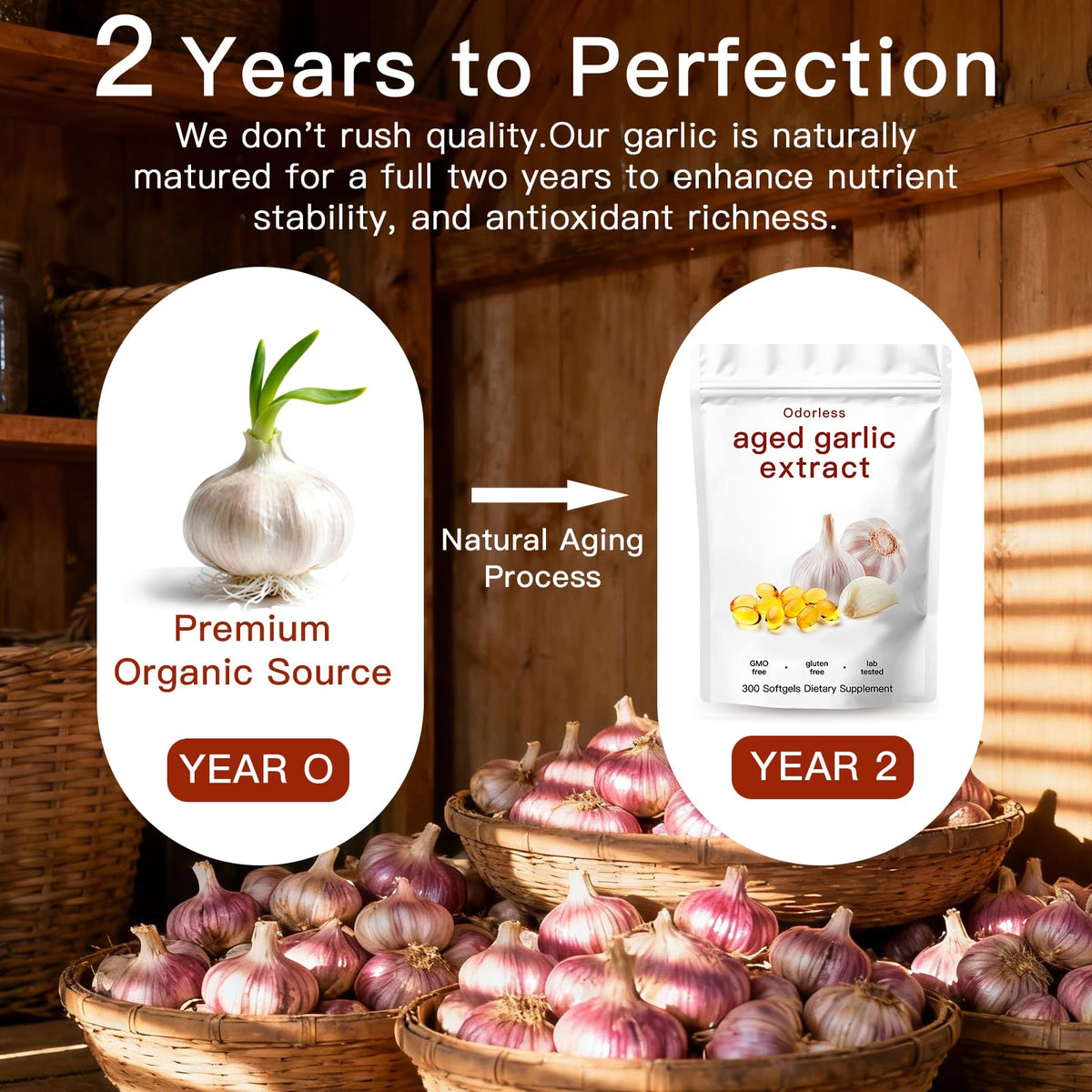 Odorless Organic Garlic Capsules 300 Count Y9019
