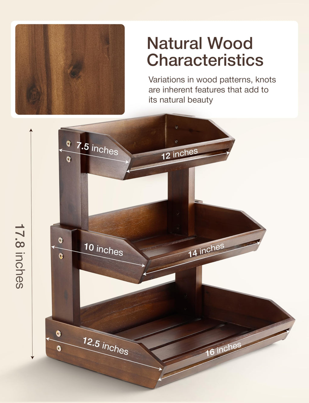 Acacia 3 Tier Fruit Basket L380490
