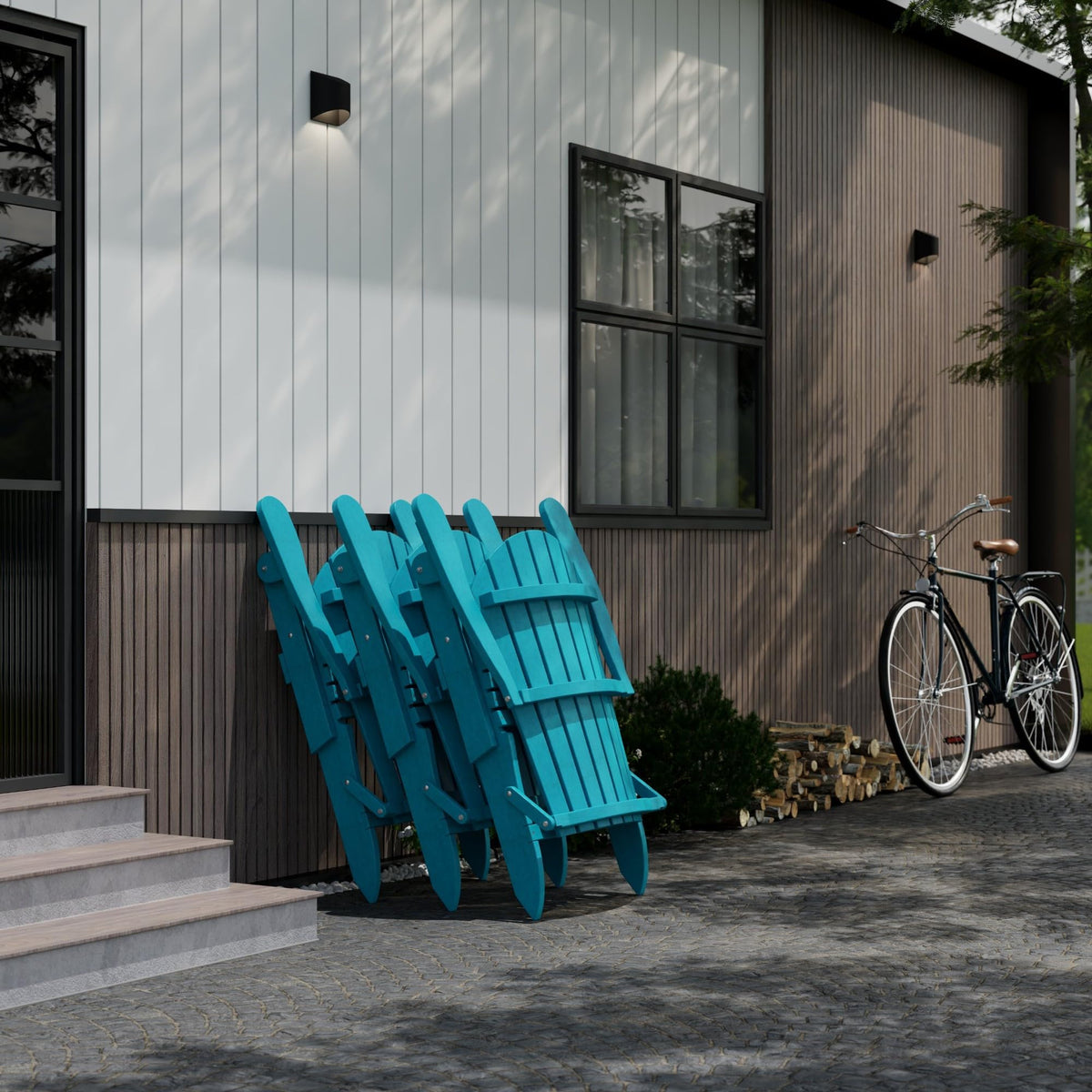 Aruba Blue Folding Adirondack Chair D8654