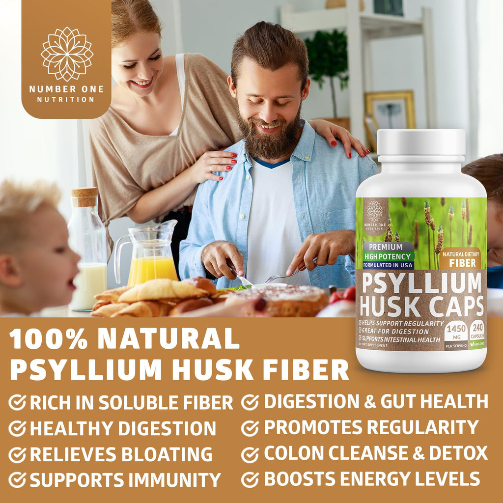 Psyllium Husk Capsules 1450mg 240 Caps R4865