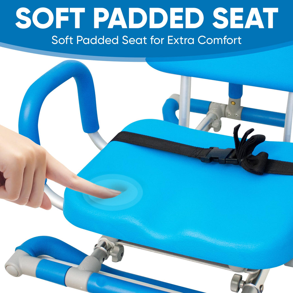Blue Padded Sliding Shower Chair with Armrests U821085