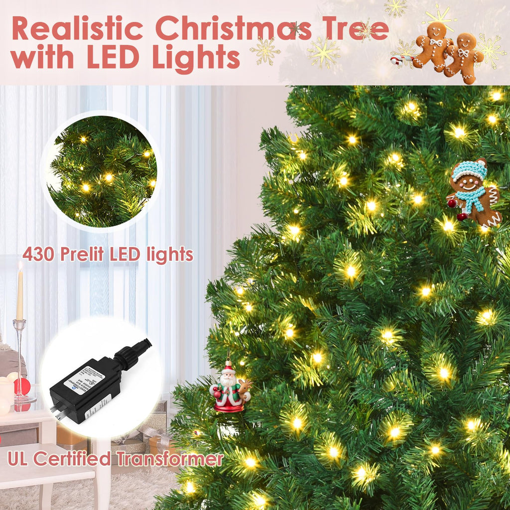 8ft Prelit Artificial Christmas Tree with 430 Warm White LED Lights U65382