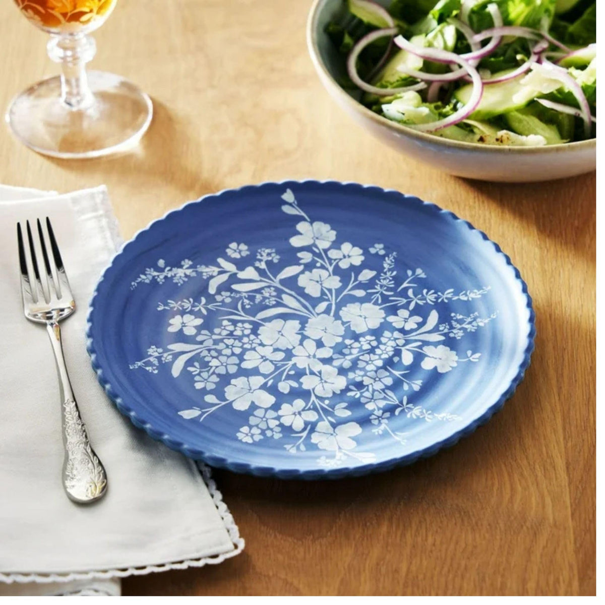 12-Piece Bamboo Melamine Dinnerware Set, Service for 4, Blue O3785