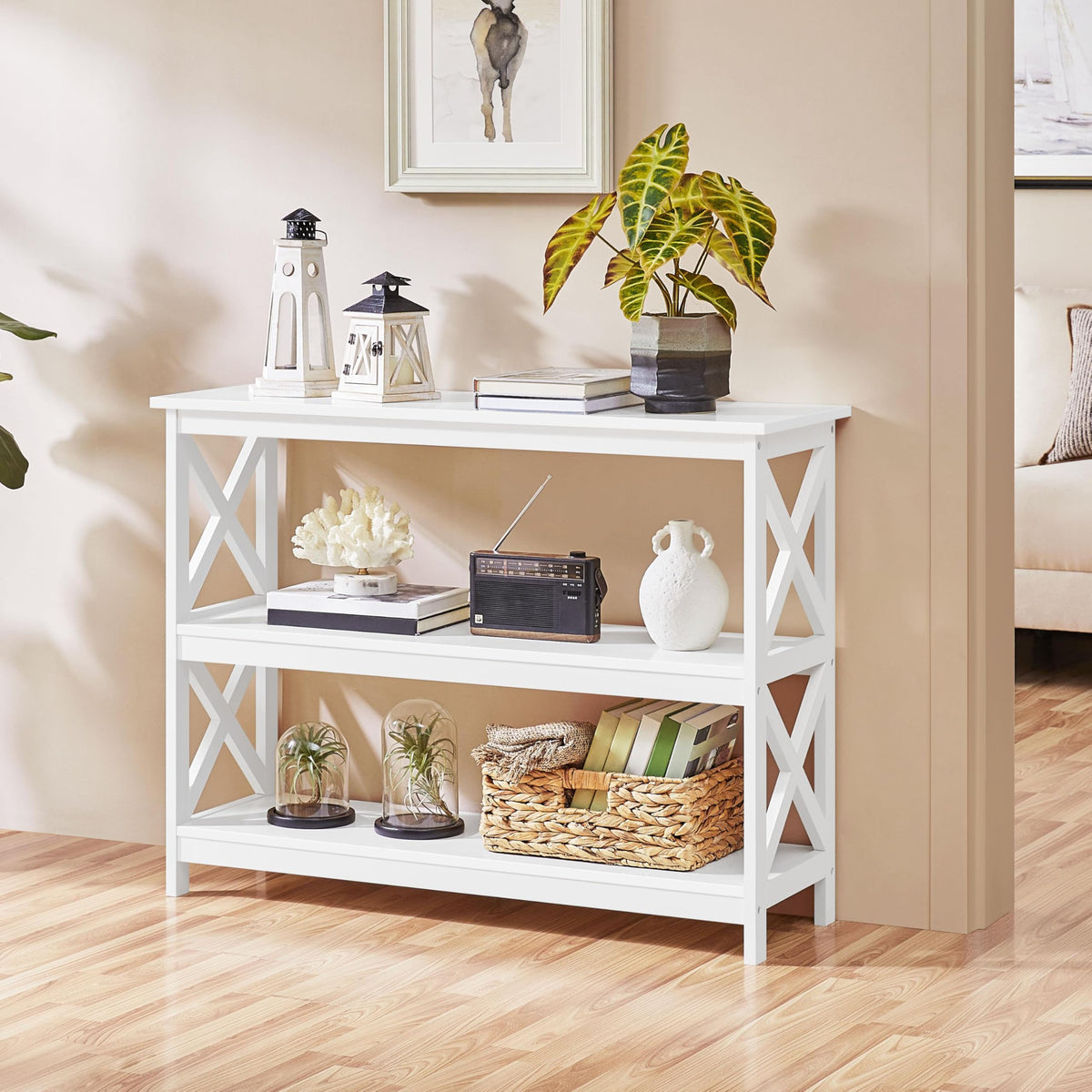 White 3-Tier Console Table G10632