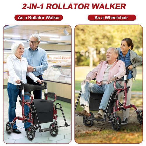 2-in-1 Rollator Walker with Seat J96007