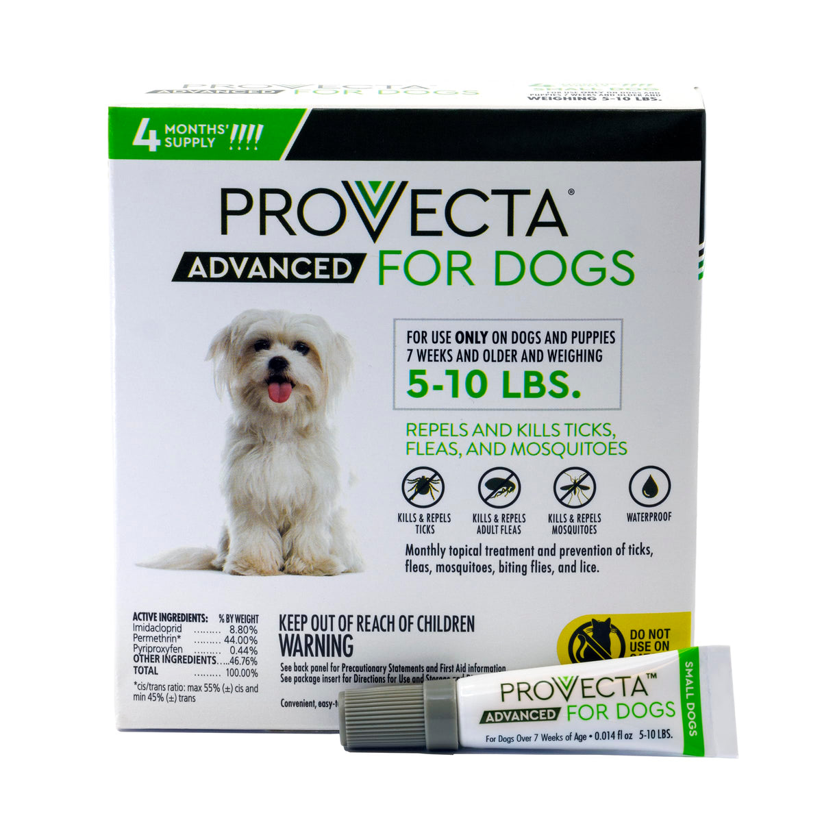 Flea & Tick for Small Dogs 5-10 lbs, 4-Month Supply T195