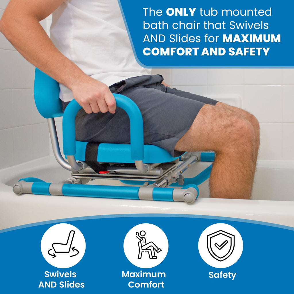 Blue Padded Sliding Shower Chair with Armrests U821085