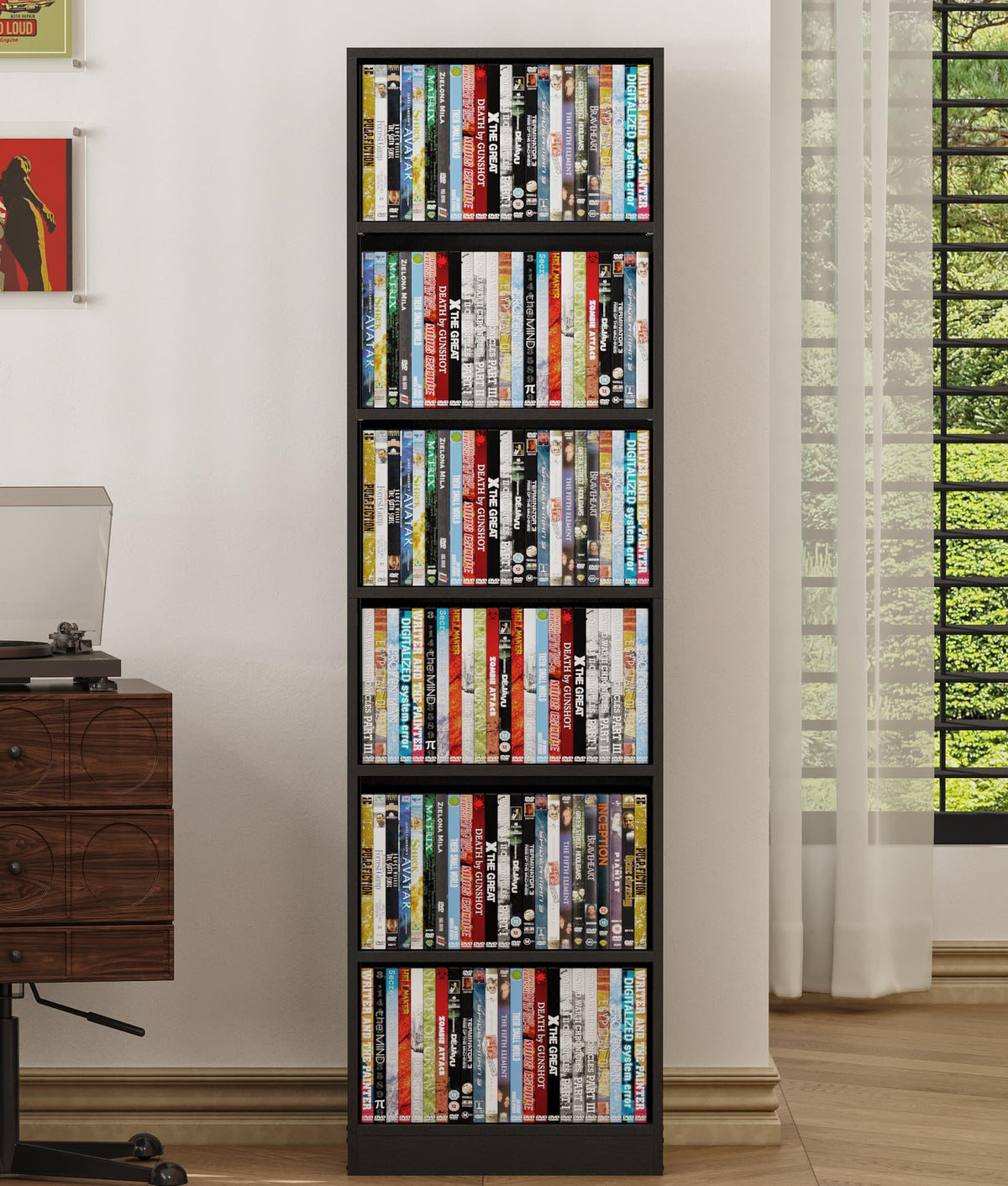 6 Tier Black Adjustable Media Shelf D157274