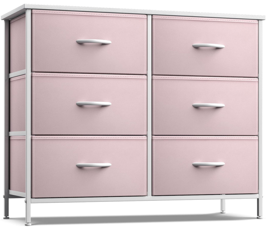 Pink 6 Drawer Fabric Dresser J188068