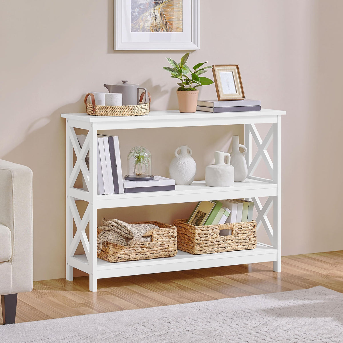 White 3-Tier Console Table G10632