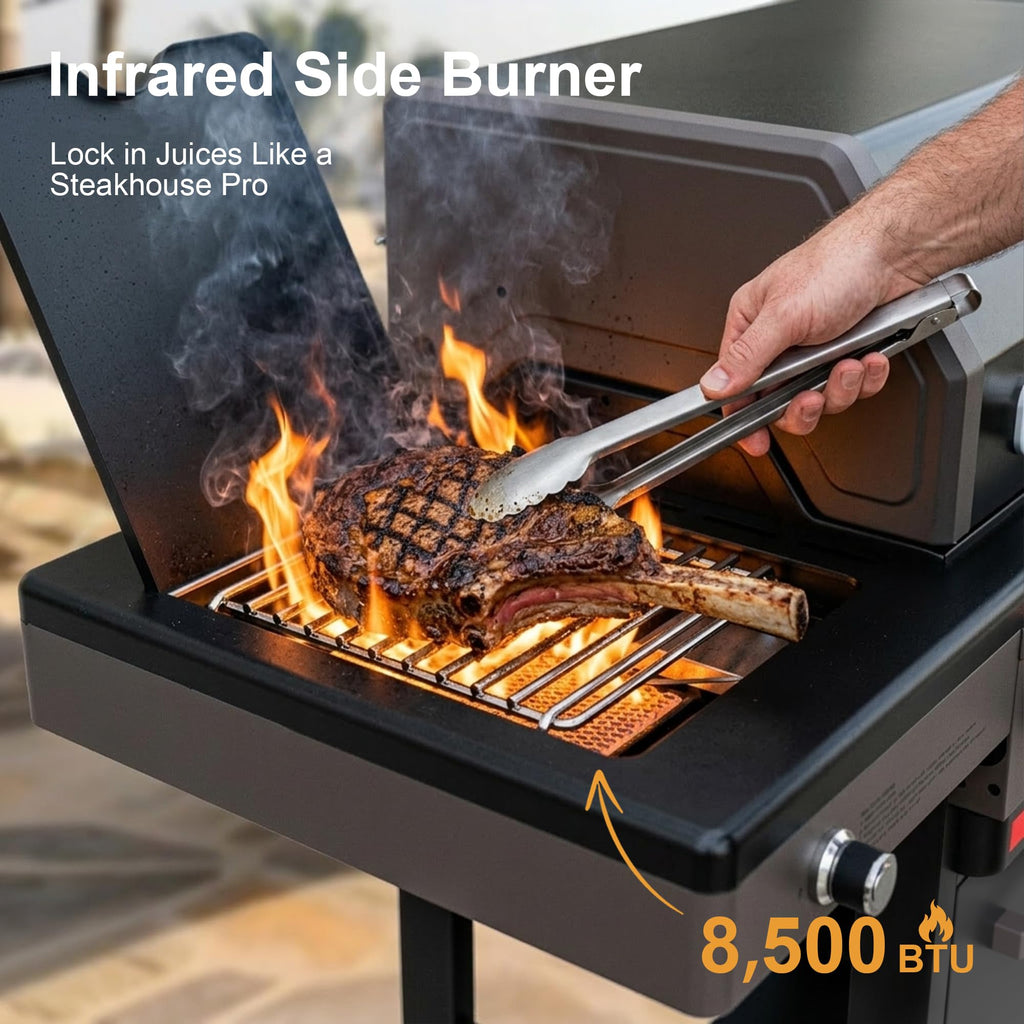 4 Burner Propane Gas Grill with Infrared Side Burner B98211
