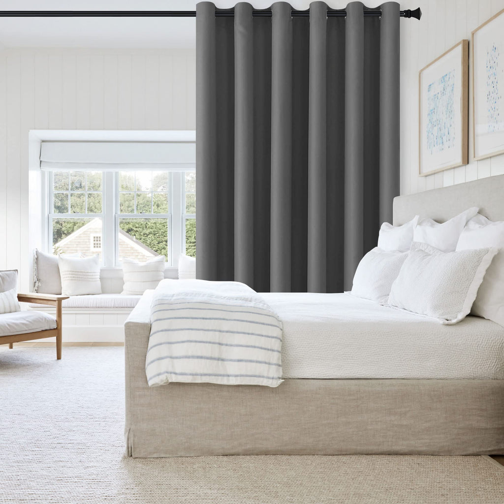 Dark Grey Thermal Blackout Room Divider Curtain Panel K52428