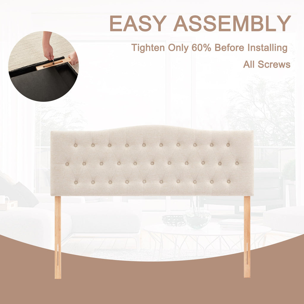 Beige Queen Size Tufted Headboard K883262