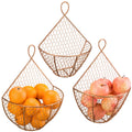 Set of 3 Copper Metal Wire Mesh Wall Hanging Baskets J30456