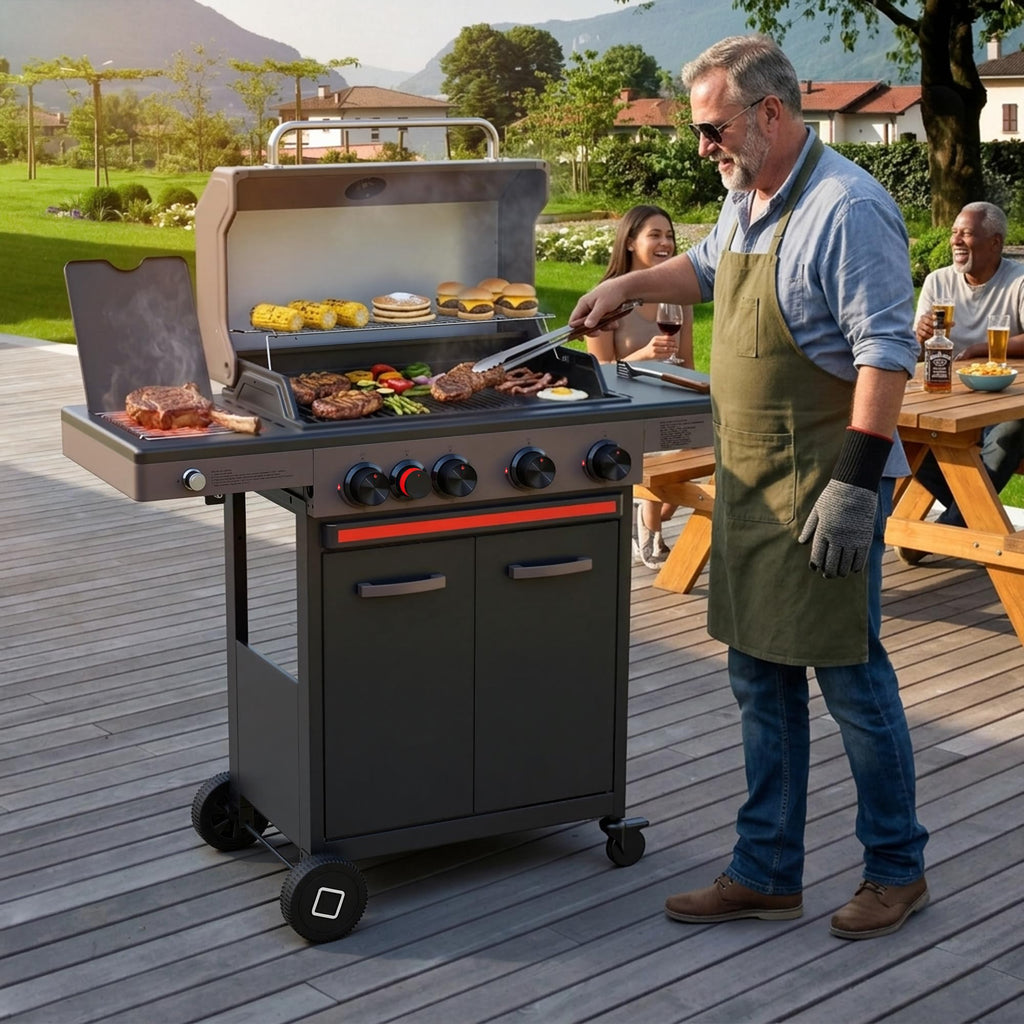 4 Burner Propane Gas Grill with Infrared Side Burner B98211