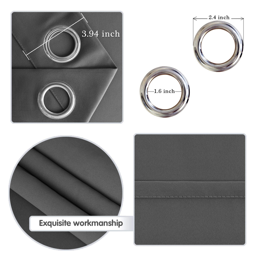 Dark Grey Thermal Blackout Room Divider Curtain Panel K52428