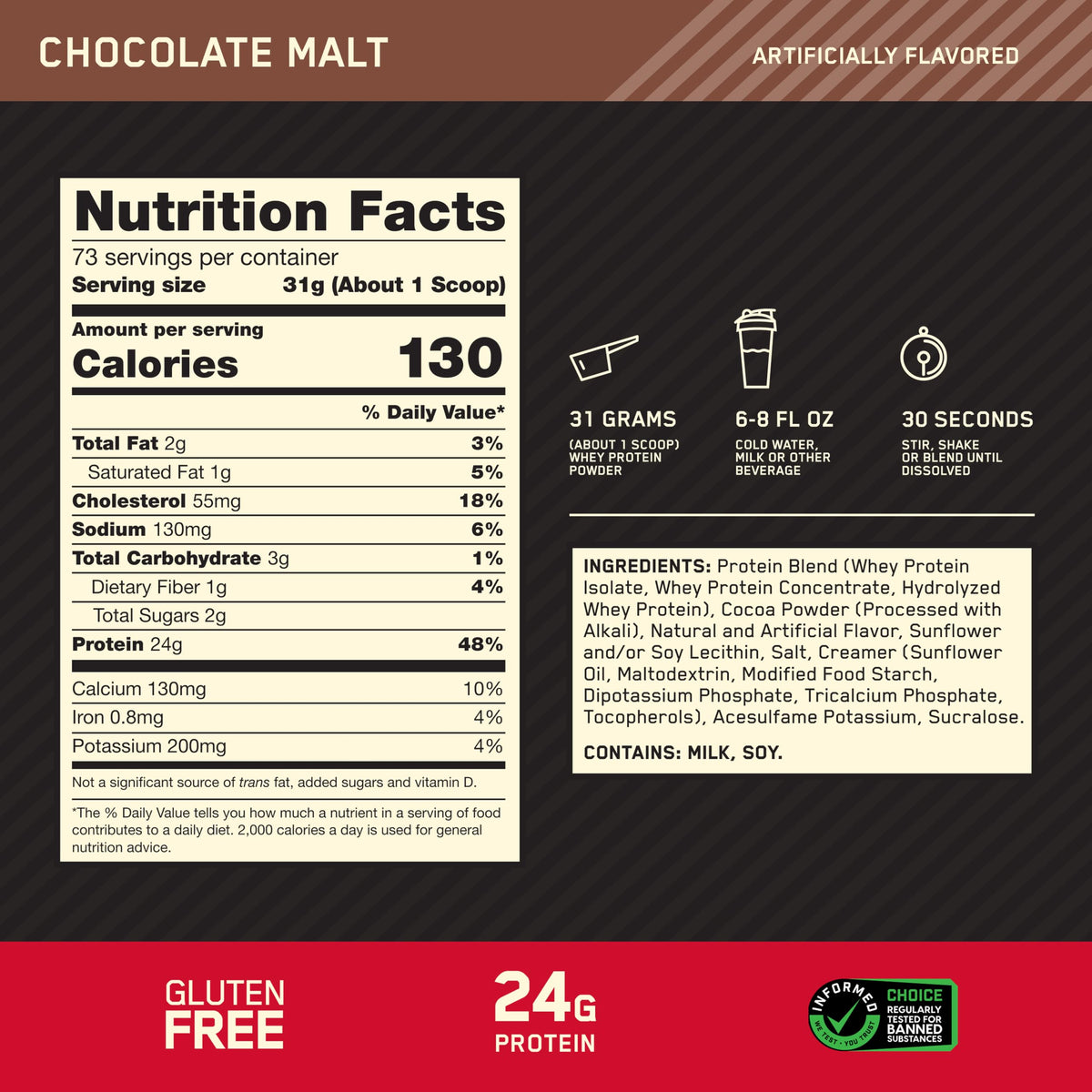 Whey Protein Powder Chocolate Malt 5 LB E556305