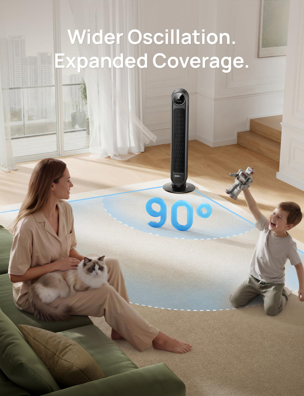 Ultra Quiet Tower Fan, 8 Speeds K59888