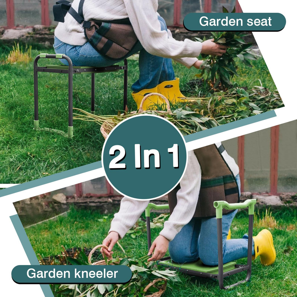 Foldable Garden Kneeler and Seat with Tool Storage Pouch U2575