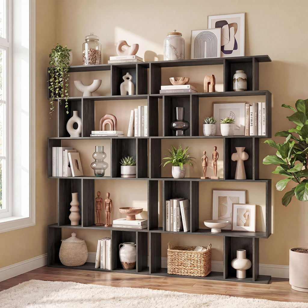 5-Tier 10-Cube Black Bookshelf I48843