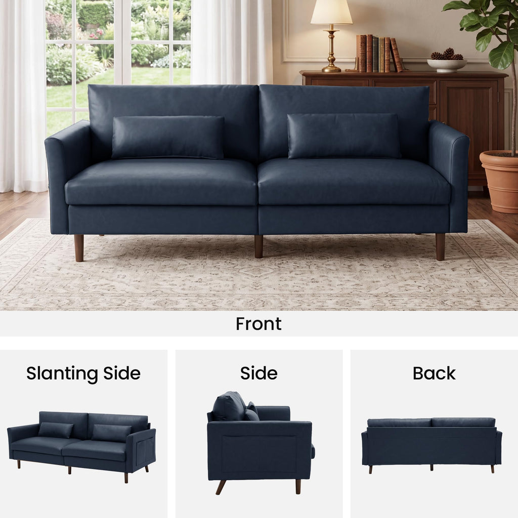 Faux Leather 3-Seater with Side Pocket J409973