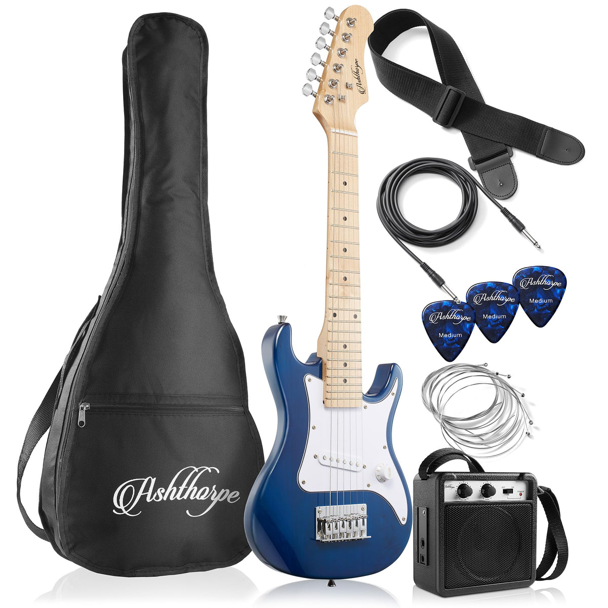 30-inch Kids Electric Guitar Beginner Kit with Amplifier, Blue H689079