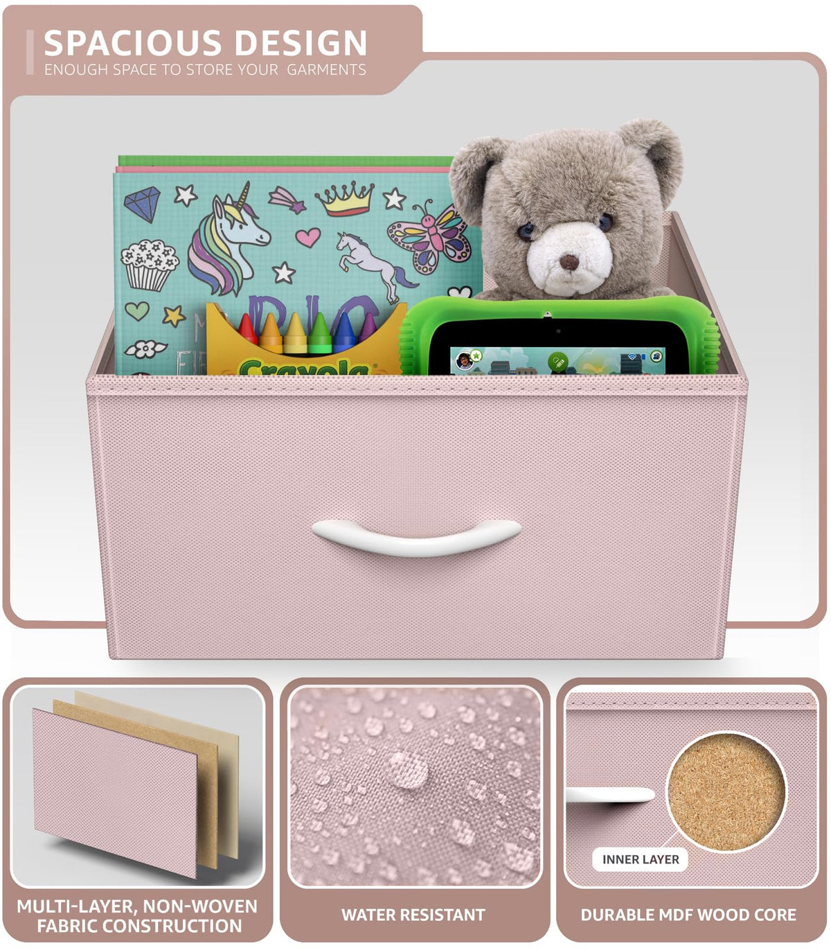 Pink 6 Drawer Fabric Dresser J188068