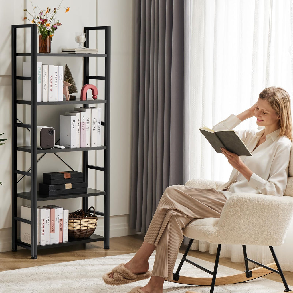 5 Tier Black Bookshelf C367