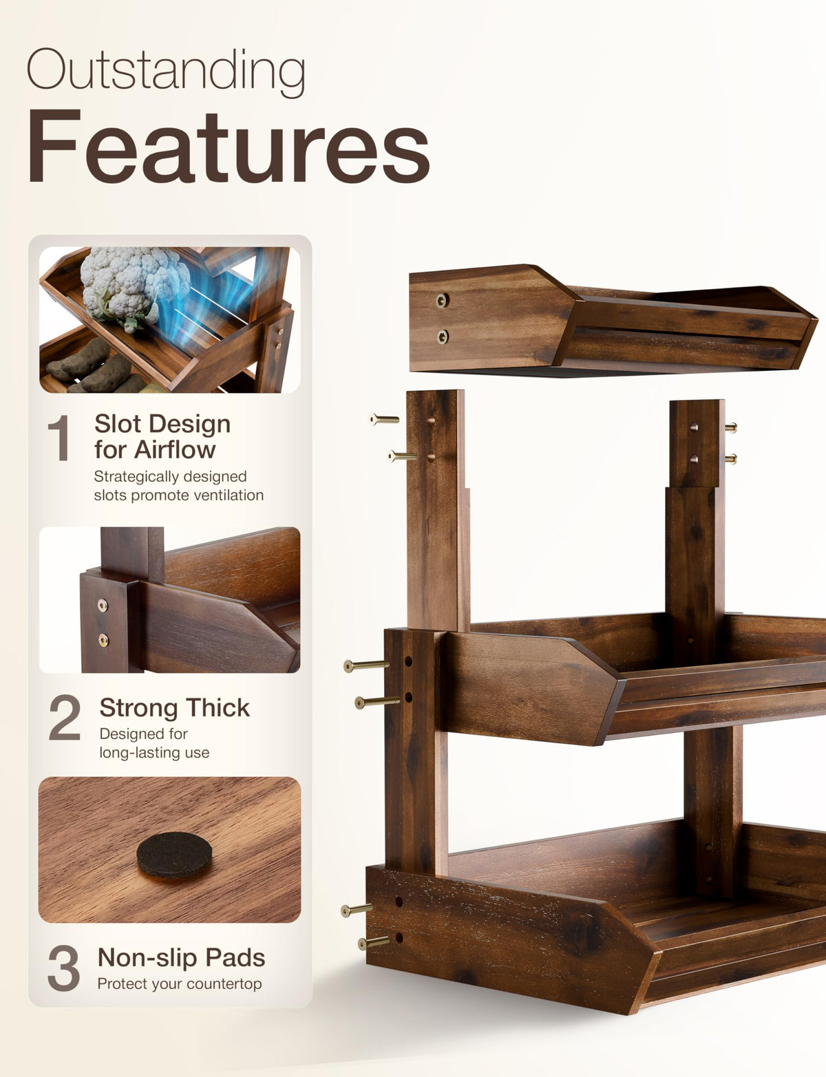Acacia 3 Tier Fruit Basket L380490