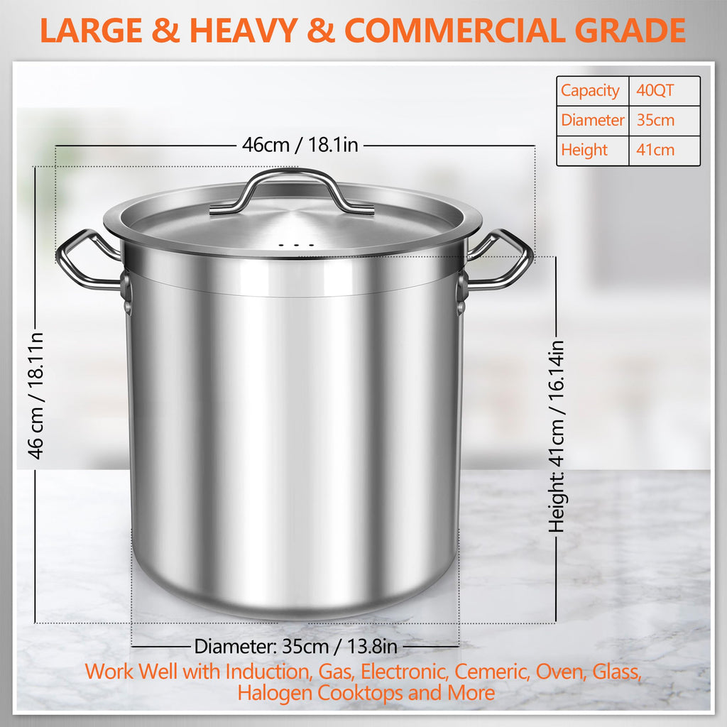 40 Quart Stainless Steel Stock Pot with Lid G33224
