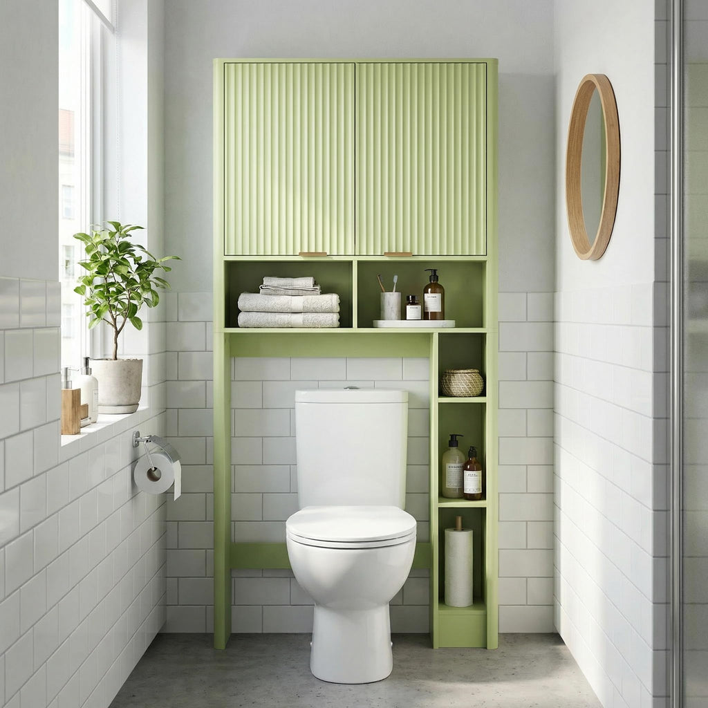 Green Over the Toilet Storage Cabinet with Adjustable Shelf L5402