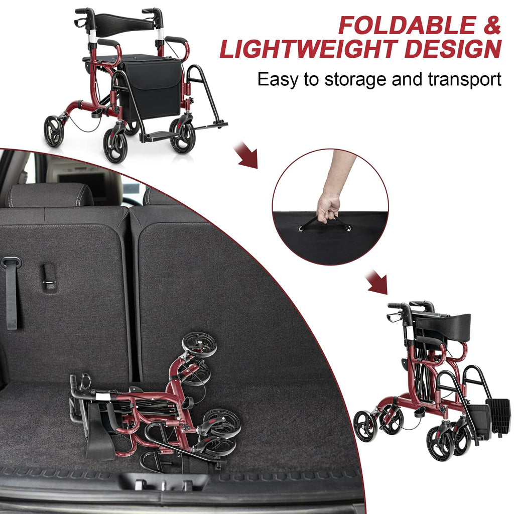2-in-1 Rollator Walker with Seat J96007