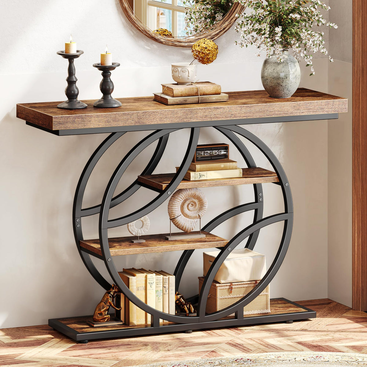 41.3 Inch Entryway Table with Curved Metal Frame A167770