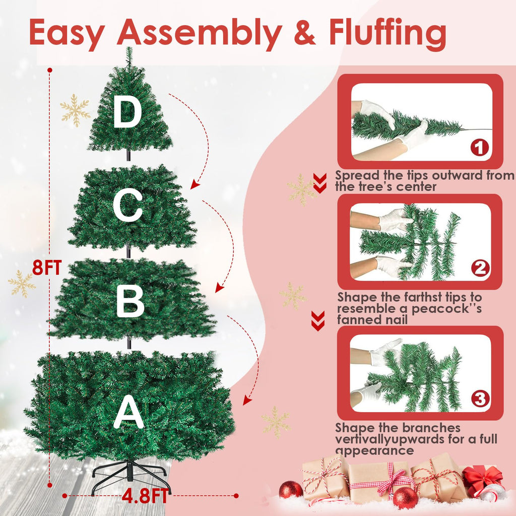 8ft Prelit Artificial Christmas Tree with 430 Warm White LED Lights U65382