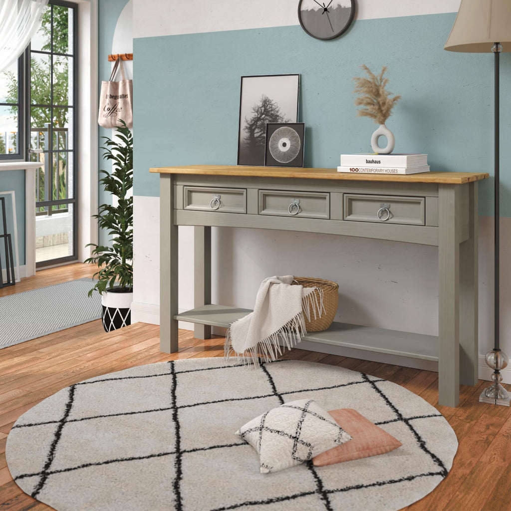 Solid Wood Console Table with 3 Drawers C223947