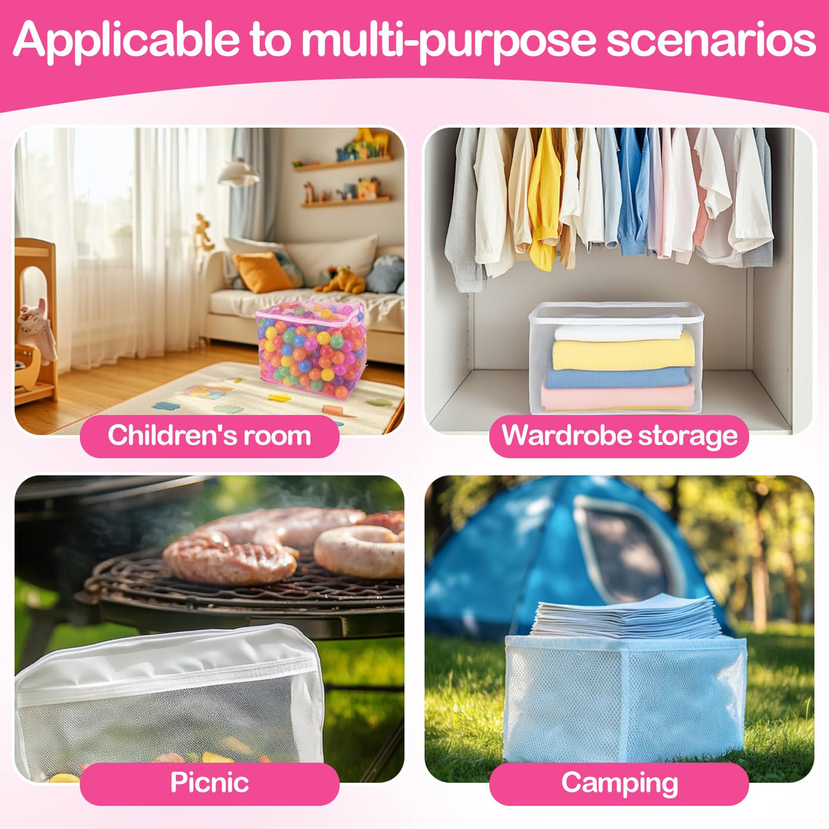 2 PCS Mesh Storage Bags with Zipper K4166