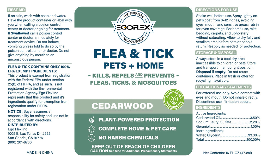 Plant-Based Flea Spray with Cedarwood Scent 16 Oz Z3589