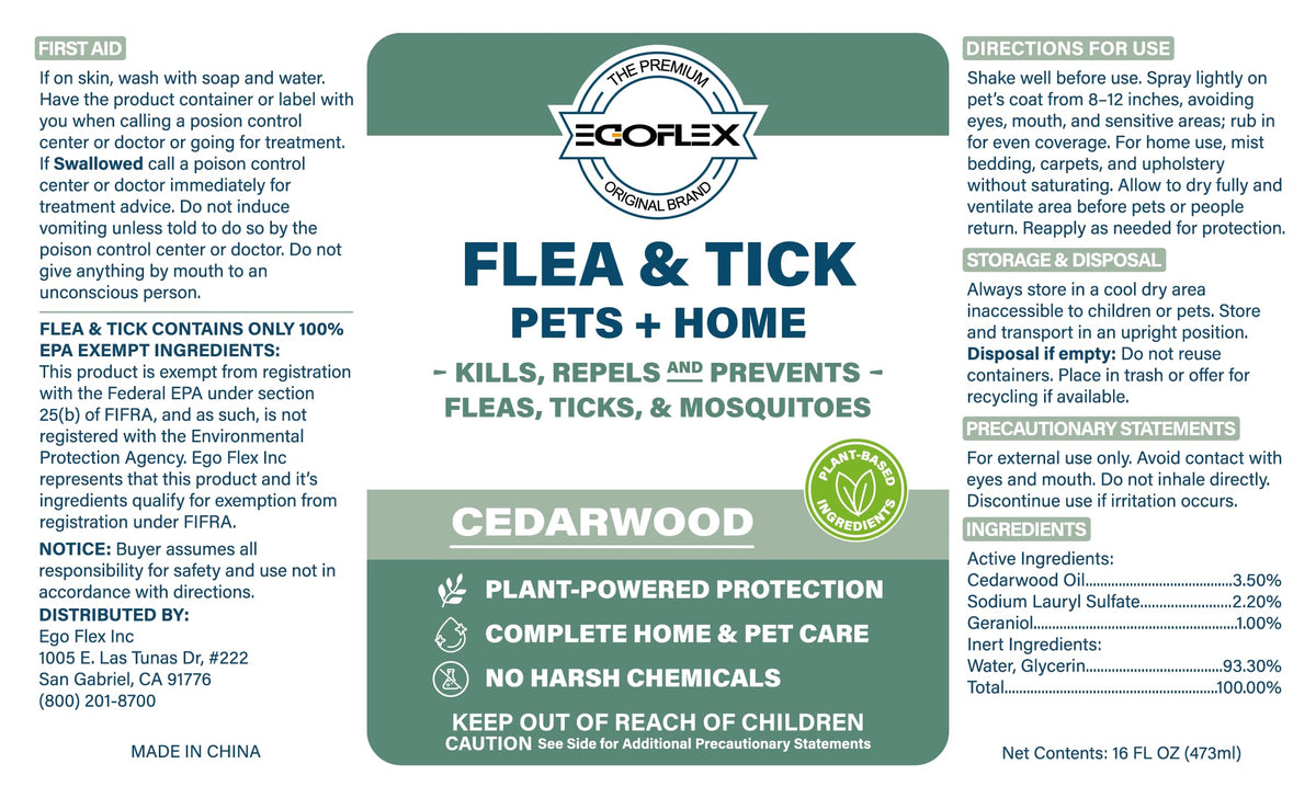 Plant-Based Flea Spray with Cedarwood Scent 16 Oz Z3589