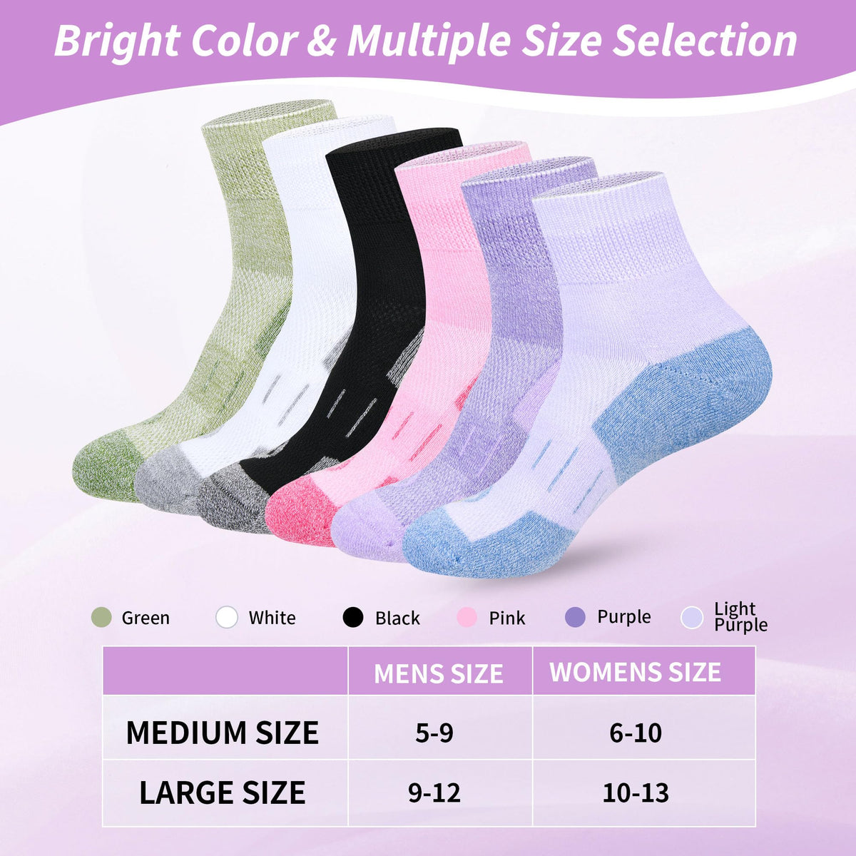 6 Pairs Wide Bamboo Viscose Non Binding Socks N825