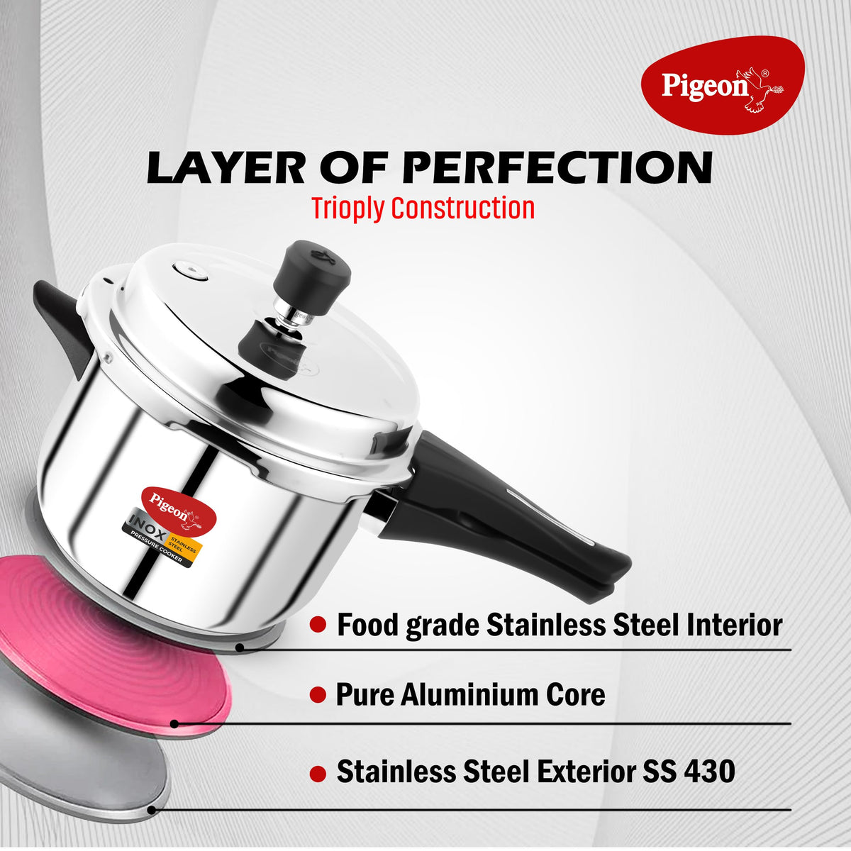 Stainless Steel Pressure Cooker Combo with Induction Base, Outer Lid 2 Liter and 3 Liter Z940