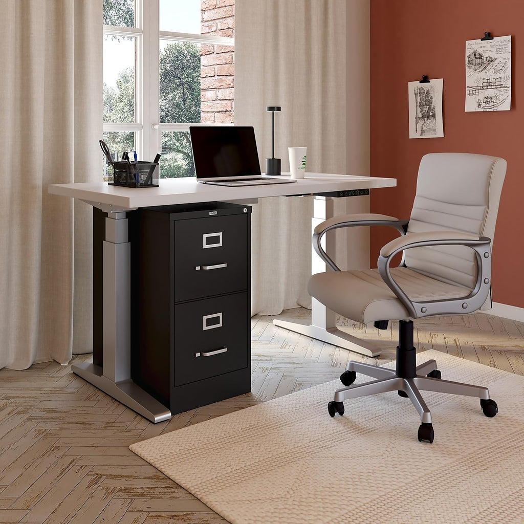 Black 2 Drawer Letter Size Lockable File Cabinet F8509
