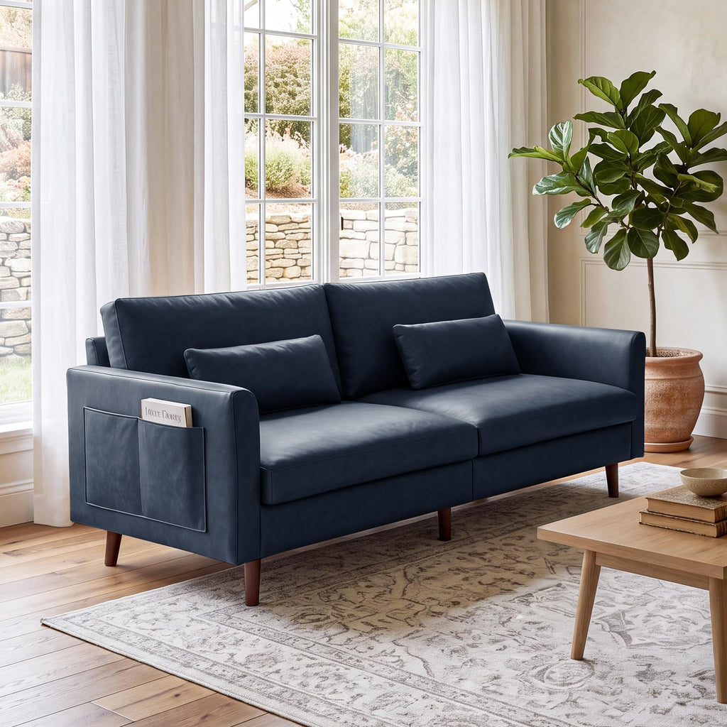 Faux Leather 3-Seater with Side Pocket J409973