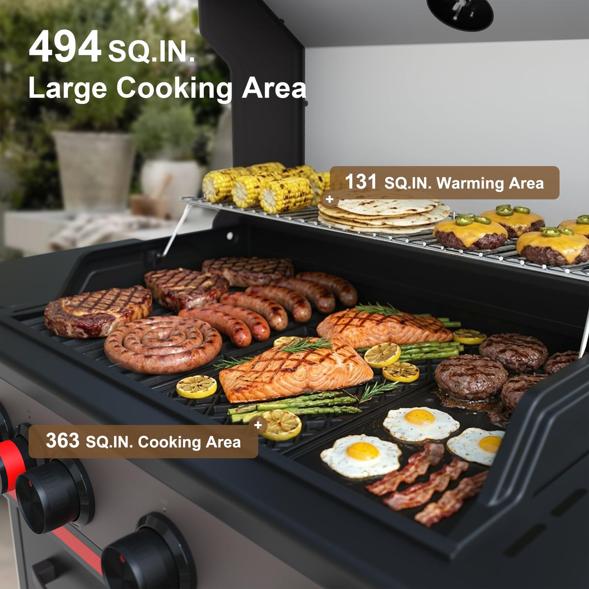 4 Burner Propane Gas Grill with Infrared Side Burner B98211