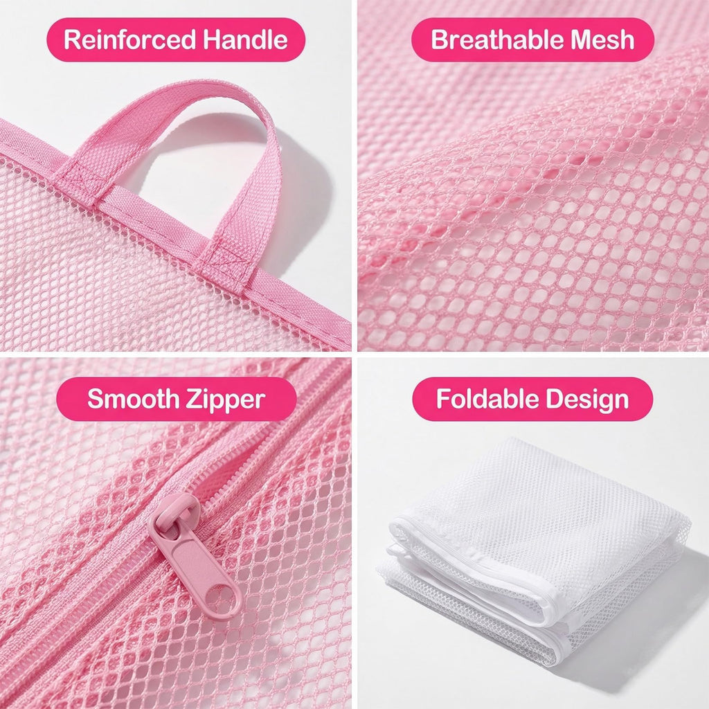 2 PCS Mesh Storage Bags with Zipper K4166